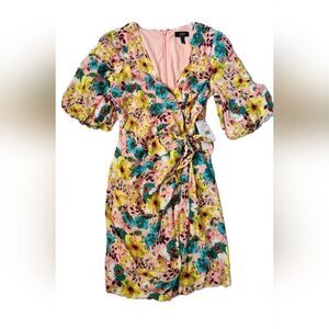 NWT $255 Aidan Mattox PRINTED COCKTAIL WRAP DRESS  Size 4